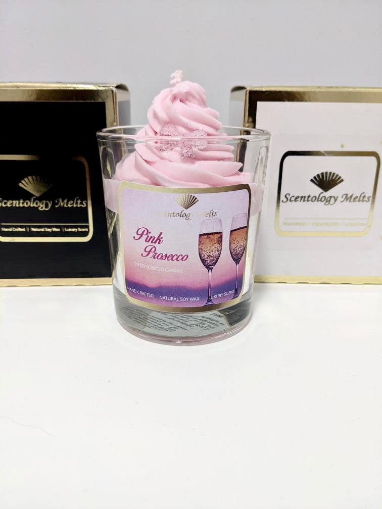 PINK PROSECCO PIPED CANDLE