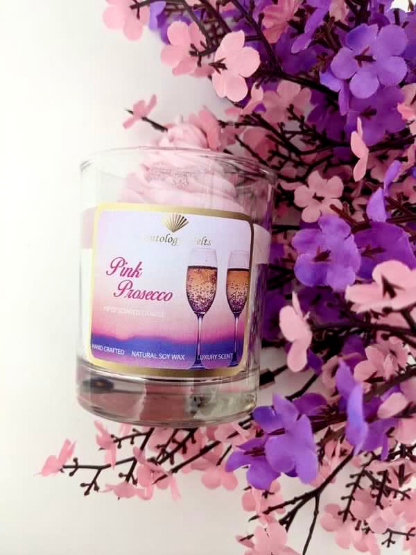 PINK PROSECCO PIPED CANDLE