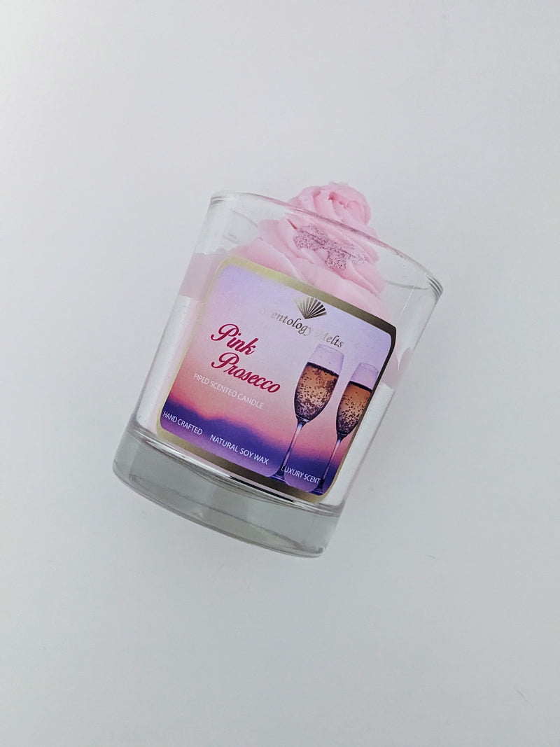 PINK PROSECCO PIPED CANDLE