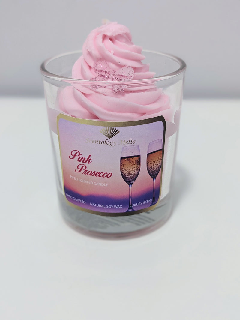 PINK PROSECCO PIPED CANDLE